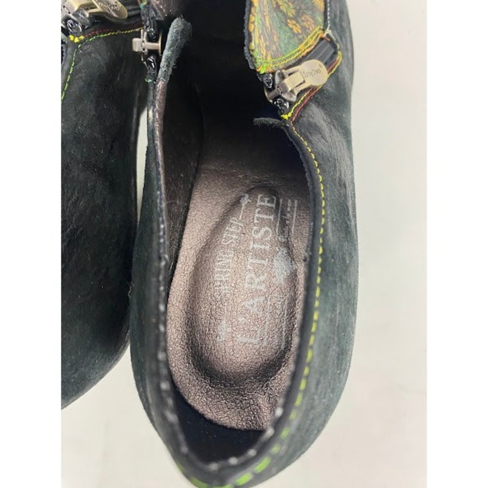 L'Artiste Spring Step Studalena Black Floral Leather Tassel Booties Size 40 - Picture 7 of 9